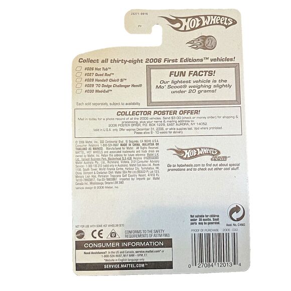 2006 Hot Wheels First Editions 30/38 MED-EVIL Aqua-Orange - Picture 5 of 6